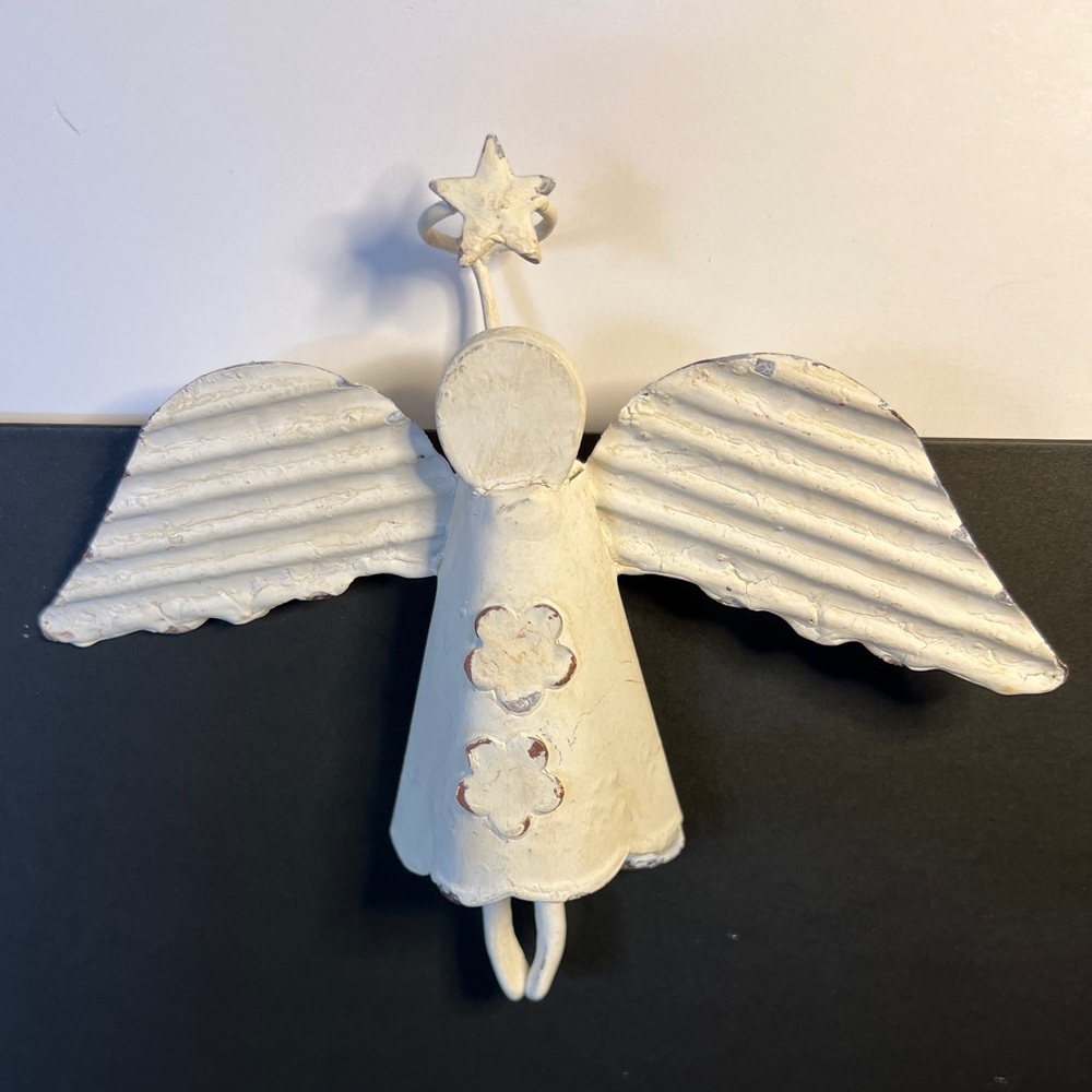 Vintage Distressed Pot Hanger Metal Angel - Picture 4 of 9